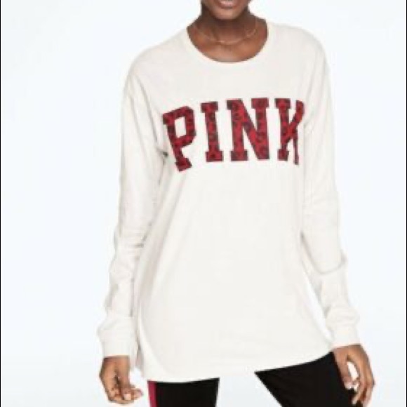 💗VS PINK RED & BLACK LEOPARD LOGO CAMPUS TEE - Picture 2 of 3